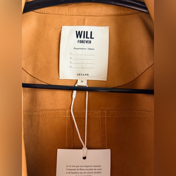 NWT Sezane Will Jacket Honey 100% Leather Size M - Picture 3 of 16